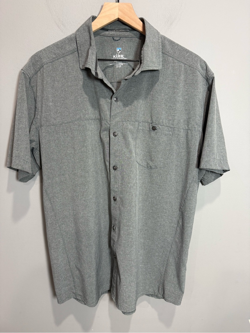 KÜHL Optimizr Shirt Men XL Gray Short Sleeve Stretch Hiking UPF 40